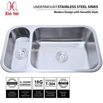 20/80 Double Bowl Kitchen Sinks with deep bowl, 18/8 304 Stainless Steel Undermount Kitchen sinks for sale